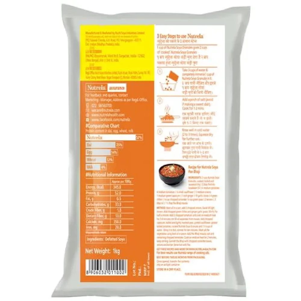 Nutrela Soya Granules - High Protein, 1 kg Poly Pack-2.webp
